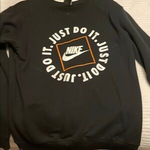 Nike Men's Black Crewneck Sweater with Just Do It Design